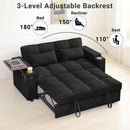 65Inches Transformable Sleeper Sofa Bed Black USBPort
