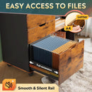 Mobile 3 Drawer Wood File Cabinet With Open Storage Shelves Rustic Brown