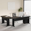 83 Inch L Shaped Executive Desk With 3 Drawer Cabinet