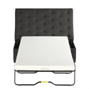 Convertible Ottoman Sleeper with Memory Mattress and Tufted Design, Folding Sofa Bed, Dark Gray Linen, 49.6 Inches