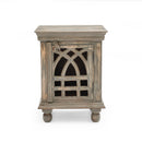 Antique Grey Wood Nightstand