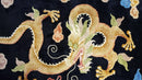 Rare Antique Chinese Art Deco Rug 6x9 with Dragon, Black Chinese Carpet 6 x 9, Hand Knotted Wool Area Rug