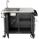 Outdoor Grill Cart with 304 Stainless Steel Sink and Cabinet, Black and Silver, L38' x W18' x H35'