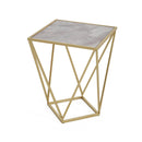 CREATIVE SIMPLE GLASS SIDE TABLE,GOLD+WHITE COLOR