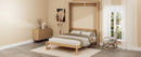 Full Size Solid Wood With Rattan Murphy Bed Cabinet Space-Saving Bed with 2 Side Cabinet Storage Shelves, Perfect for Guest Room, for Bed Room, Guest Room, Home Office, Natural