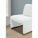 Comfy Accent Chair, Upholstered Slipper Chair, Armless Chair with Wood Legs and Soft Fabric for Living Room, Bedroom, White