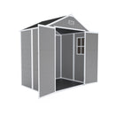 Campcraft 6*5ft resin storage shed, high quality pp material, strong structure, waterproof, rust and UV proof, large storage space, 12mm thick pp board, HD window lighting