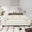 85.4" Modern Curved Sofa, Back Upholstered Couch with 2 Decorative Throw Pillows, Corduroy Fabric Couch for Living Room, Bedroom, Apartment