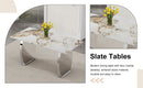 Table and chair set.63*31.4 Inch Pandora Patterned Sintered Stone Dining Table Set - 4 Black PU Chairs With Silver Metal Legs.Modern Light Luxury.Perfect For Dinner Room,Meeting Room,Kitchen,etc.