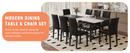 Table and chair set.71*35.4 inch White And Black Spliced Dining Table With Storage Function In The Middle Of The Table Legs.Paired With 8 Black PU Dining Chairs, Simple And Versatile.