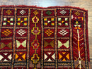 Moroccan Berber Tribal Rug 3x5, Geometric Area Rug, Red Orange Brown