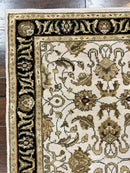 Small Indo Mahal Rug 2.5 x 4, Wool Indian Oriental Carpet, Hand Knotted Handmade Vintage Traditional Rug, Beige Tan Black