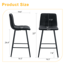 Modern Black PU Bar Chair Set with Checkered Design and Black Metal Legs, Multiple Colors Available