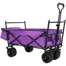 480Lbs Collapsible Wagon with Canopy,Wagon Stroller with 7' All-Terrain Wheels, Lightweight Foldable Wagon, Large Capacity for Camping, Shopping, Sports, and Garden Use, purple