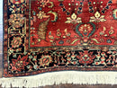 Antique Persian Farahan Sarouk Rug 3.6 x 5, Red, Floral, Traditional Rug, Fine 210 KPSI