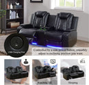 Leather Power Recliner Sofa Set With LED USB Ports Black