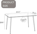 51 Inch Glass Dining Table For 4 With Tempered Glass Top