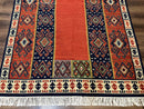 Turkish Kilim Rug 5x8, Flatweave Carpet, Handmade Bohemian Rug, Terracotta and Navy Blue