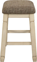 24 Inch Counter Height Upholstered Bar Stool Set Whitewash