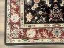 Black Sino Persian Rug 3x5, Wool with Silk Highlights, Floral, Fine 170 KPSI