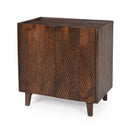 TREXM Wood Accent Cabinet with Storage, Rustic Mango Wood Storage Cabinet with Fluted Design and Adjustable Shelf for Dining Room, Kitchen, and Living Room (Honey)