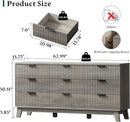63 Inch Dresser Charcoal Grey Finish With Wave Fluted Panel And 9 Drawers