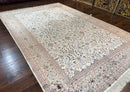 Wonderful Silk Hereke Rug 8x12, Silk Pile on Silk Foundation, Ivory/Cream, Floral Pattern, Handmade, Vintage