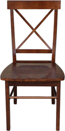 Espresso Solid Wood X Back Dining Chairs Set For Kitchen