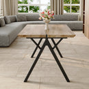 63'x35.4' Wood-Textured MDF Dining Table with Black A-Frame Legs.Density Board Sticker,Iron Pipe Spraying,Suitable for various occasions such as living rooms, kitchens, terraces, etc.