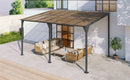 Outdoor Wall-Mounted Gazebo with Sloped Roof Design, UV Protection, and Durable Iron Frame, 14.76x9.22 FT, Gray