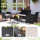 Patio Furniture Four Piece Conversation Set Black Beige