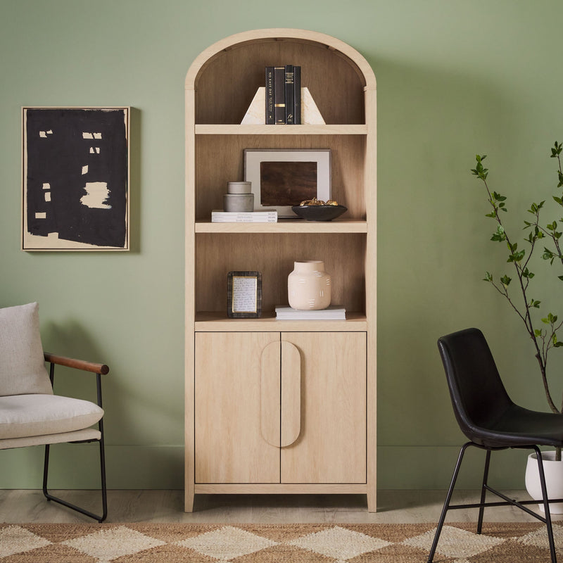 Chantelle Modern Arched Bookshelf with Cabinet