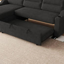 MH83.5' Convertible Sleeper Combo Sofa, Convertible Sofa Bed Polyester Pullout Bed with Storage Recliner and Cup Holder for Living Room, Tight Spaces