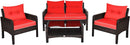 4 Piece Outdoor Wicker Patio Furniture Set with Cushions