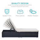 Walker Edison - Outdoor Patio Chaise Lounge Chair,Lying in bed with PE Rattan and Steel Frame,PE Wickers,Pool Recliners with Elegant Reclining Adjustable Backrest and Removable Cushions Sets of 3(Brown+Beige)