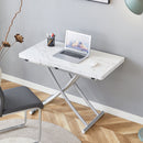 Modern Minimalist Multifunctional Lift Table with 0.8 Inch MDF Desktop and Silver Metal Legs
