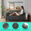 Corduroy Gray 54 Inch Multifunctional Sleeper Sofa