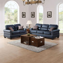 Bonded Leather 2 Piece Sofa And Loveseat Set Black