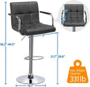 Grey Adjustable PU Leather Swivel Bar Stools Set Of 2