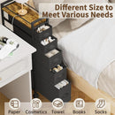 Black SlimStorage Narrow Five Drawer Dresser On Wheels