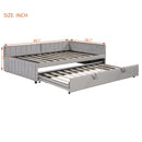 Full Size Upholstered L-Shaped Upholstered Daybed with Twin
Size Pop Up Trundle, Gray