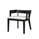 Modern Black Wood & White Glossy PU Leather Dining Chairs Set of 2, Elegant Upholstery and Ergonomic Design