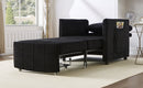 Upholstered Convertible Sleeper Sofa with 5-Position Backrest, Side Pockets, Storage, Black Chenille, 31.5'