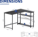 43 Inch L Shaped Computer Desk With Reversible Shelves Black