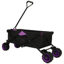 360° Rotating Rear Wheel Heavy-Duty Folding Wagon – Multi-Use Garden Cart with All-Terrain Wheels, Dual-Color (Black & Purple) Design for Camping, Beach, Picnic & Outdoor