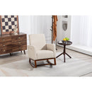 Mid Century Modern Accent Chair with Wood Frame, Upholstered Living Room Chairs with Waist Cushion, Reading Armchair for Bedroom Sunroom