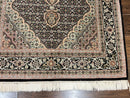 Sino Persian Rug 4x6, Fine Hand Knotted Carpet, Black, Wool, Vintage Rug 4 x 6, Herati Mahi, 300 KPSI