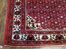 Vintage Persian Hamedan Rug 7x10, Angelas Mahi Pattern, Red, Wool, Hand-Knotted