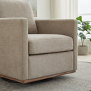 Modern Square Upholstered Swivel Accent Chair 360 Degree Lounge Armchair Taupe Chenille 30.7'W
