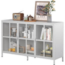 Modern Sideboard Buffet Cabinet with Storage Premium Steel Storage Cabinet, Adjustable Feet,Glass Doors,Large Capacity Organizer